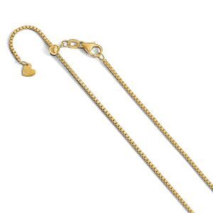 1.2mm 14k Yellow Gold Adjustable Box Chain Necklace, 30 Inch